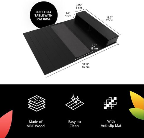 meistar Sofa Tray Table with EVA base. Remote Control and Cellphone Organizer Holder, Arm Rest Organizer, Arm Rest Table with Pockets. Fits over square chair arms. (Black) in Saudi Arabia