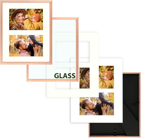 Frametory، إطار صورة مقاس 7 × 14 - لثلاث صور مقاس 4 × 6، قالب معدني من الألومنيوم - حصيرة عاجية بثلاث فتحات - شاشة عرض على الحائط - رائعة لصور الزفاف والتخرج والخطوبة (ذهبي) in Kuwait
