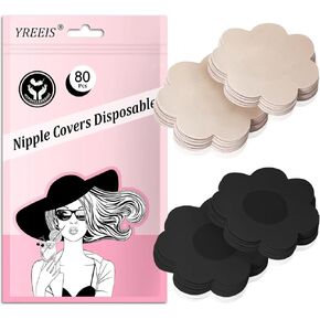 80 Pcs Pasties Nipple Covers No-Show Hypoallergenic Disposable Nipple Pasties For Women Satin Breast Petals Stickers