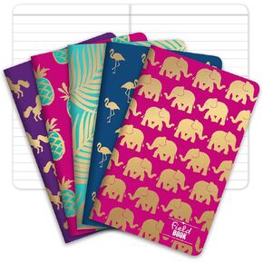 Elan Publishing Company Field Notebook/Pocket Journal - Gold Foil Patterns - Lined Memo Book (3.5"x5.5") - Pack of 5