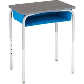 Learniture Adjustable Height Student Desk with Book Box, Open Front School Desk with Storage and Adjustable Legs, Maple/Black
