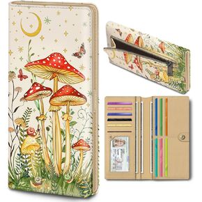 Womens Wallet, Black Bookshelf Slim Thin RFID Blocking Credit Card Wallets, Long Bifold PU Leather Card Holder Organizer, Cute Cash Clutch Billfold with Zipper Coin Pocket Ladies Girls Gift