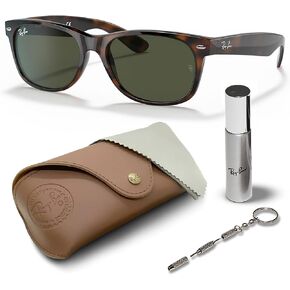 Ray-Ban RB2132 NEW WAYFARER Classic Square Shape Sunglasses With Eyewear Kit Bundle - High Bridge Fit - Square Sunglasses