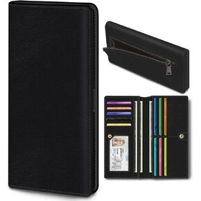 Womens Wallet, Black Bookshelf Slim Thin RFID Blocking Credit Card Wallets, Long Bifold PU Leather Card Holder Organizer, Cute Cash Clutch Billfold with Zipper Coin Pocket Ladies Girls Gift