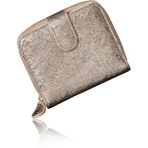 VOICE Align mini type Bi-Fold Wallet wallet Leather made by NEW LIFE in Italy Cowhide ART.Chic Women's Elegant, easy-to-use and beautiful In gift box (Silver)