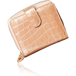 VOICE Align mini type Bi-Fold Wallet wallet Leather made by MASINI in Italy Cowhide ART.Stain Glass Women's Elegant, easy-to-use and beautiful In gift box (Pink)