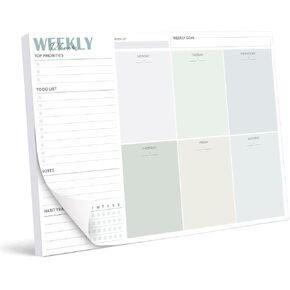 Weekly Planner Pad A4 without Fixed Date (50 pages), Desk Pad with To Do List, Weekly Calendar Weekly Planner with Weekly Overview&Habit Tracker for Appointments, Tasks&Notes (Green)