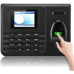 FILFEEL Unisex Fingerprint Attendance Machine with 2.4in Color LCD Screen, Password Biometrics Time Clock for Office, Factory, Hotel, School, Restaurant, Retail Store, Hospital