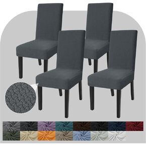 JIVINER Thick Stretchy Dining Chair Slipcover Set of 2 Washable Jacquard Parsons Chair Covers Removable Kitchen Chair Furniture Protector for Dining Room, Hotel, Party (2, Greyish Blue)