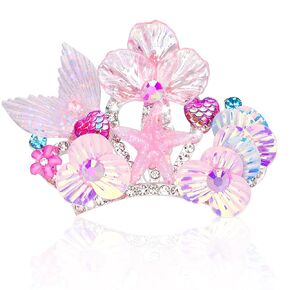 Purple Small Seashell Headband Cute Mini Starfish Hairband for Little Girls Princess Head Band with Hair Comb Birthday Decoration Starfish Seashell Mermaid Hair Accessories for Themed Party