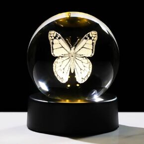 2.36" Crystal Ball Engraved 3D Cute Cloud &Rains Figurine Paperweight with LED Light Base, Home Office Decor Gifts for Women Friends for Birthday Christmas