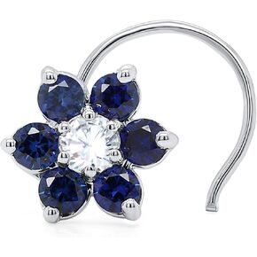 1/6 cttw Round Cut Center Lab Grown Diamond and Side Lab Created Gemstone in 14K Gold Nose Pin Halo Ring for Women's (0.17 Carat, VS/SI Clarity, G/H Color