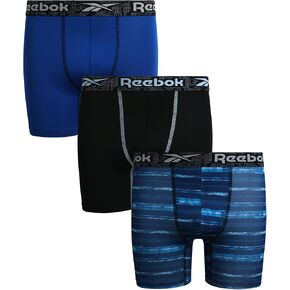 Reebok Boys' Boxer Briefs - 3 Pack Soft Comfort Performance Stretch Boys Underwear - Breathable Boxers for Boys (6-18)