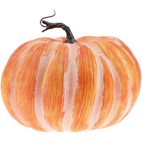 Fake Pumpkin Decoration 8.4 Inch Large Yellow Artificial Pumpkin Faux Vegetable Food Model for Autumn Fall Harvest Halloween Thanksgiving Day