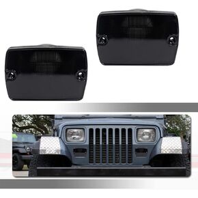 smoked Lens for 1987 1988 1989 1990 1991 1992 1993 1994 1995 Wrangler YJ Front Bumper Turn Signal Lights+Side marker lights Lights 4pcs 56001378, CH2520111
