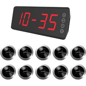 SINGCALL Home Pager Service Calling System, Wireless Single Nurse Call Pager, Pack of 10 Pagers and 1 Receiver