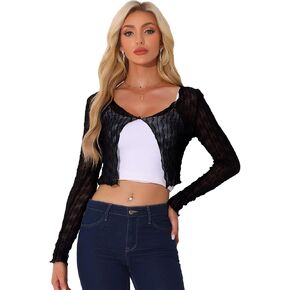 Allegra K Lightweight Bolero Shrug for Women's Sheer Textured Crop Shrug