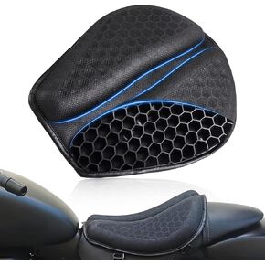 Motorcycle Gel Seat Cushion - Ultra-Comfortable, Shock-Absorbing Motorcycle Seat Pad for Long Rides, Universal Motorcycle Seat Cover, 15.7X14.5X1.45in, Black