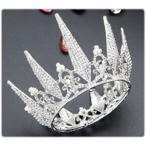 Unique Crystal Tiaras Crown for Women, Gold Rhinestone Queen Crown Hair Headpieces Halloween Cosplay Birthday Prom Pageant Party Geremony Photo Props (Silver-2)