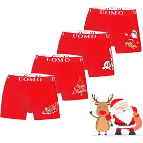 Trendy Boy Boys Christmas Cotton Boxer Briefs Underwear 2-12 Years 4-Pack Red colour
