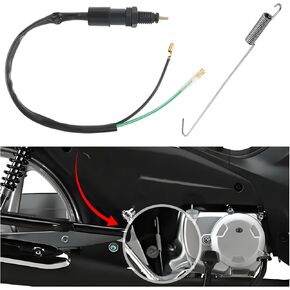 2 Wire Motorcycle Brake Light Switch with 59in Spring Kit,Universal Brake Light Switch Replacement for Drum Brake Switch,Cuttable Brake Pedal Switch Motorcycle Accessories