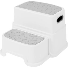 HOMKO 2 Step Kids Toddler Potty Training Step Stool for Bathroom Kitchen Sink and Toilet Anti-Slip Potty Stools, 3 in 1 Independent Stepping Stool, Grey…