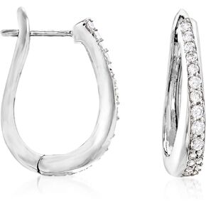 Ross-Simons 0.50 ct. t.w. Diamond Hoop Earrings in Sterling Silver