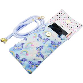 Soft Glasses Case Double Eyeglasses Case for Women with Adjustable Shoulder Strap and Key Chain Cell Phone Purse