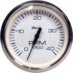 Faria Beede INSTRUMENTS Faria Chesapeake White SS 434; Tachometer - 4,000 RPM (Diesel - Magnetic Pick-Up)