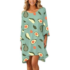 KFUBUO Womens Plus Size Night Shirt Soft Night Gown Dresses Print Sleepwear with Pockets Fit S-5XL