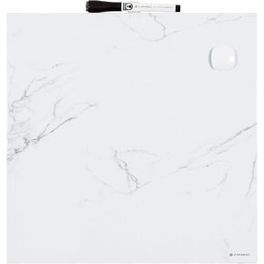 U Brands Magnetic Square Marble Print Dry Erase Board, 14"x14", Frameless, includes Magnet and Marker