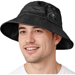 Sukeen Cotton Bucket Hat for Men Women Adjustable Knob Sun Hat UPF 50+ Wide Brim Fishing Hat for Walking Daily Outdoor