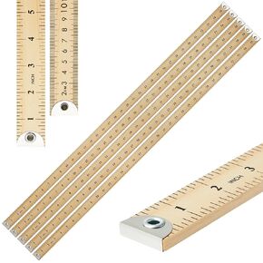 Hoteam 10 Pcs 36 Inches Natural Wood Yard Stick Ruler Wooden Yardstick with Hang Hole Metal Tips Yardstick Ruler Metal Ends Meter Stick Clothing Measuring School Classroom Home Office