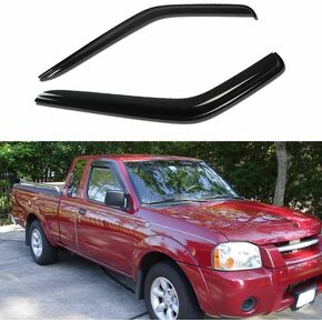 Window Deflector Tape-on Compatible with 1998-2004 Frontier Smoke Window Vent Visor Rain Guard Dark Smoke 2PC