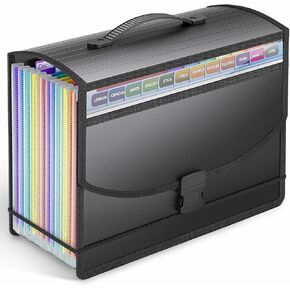 Expanding File Folder Accordion File Organizer with Handle,Fun Storage 13 Pockets Portable Document Organizer File Box Filing Organizer for Home School Office Traveling, A4 and Letter Size