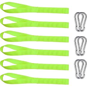 Soft Loop Tie Down Straps with 6 Pcs Carabiner,Hook Tie Down Extenders with 6 Pcs M6 2.36" SUS Spring Snap Hook,Multiple Secure for Backpack, Straps, Gym,Handlebar, Motorcycle, Bike, Workout, Trailer