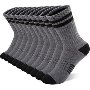 Comfoex 10 Pairs Boys Socks Crew Long Athletic Socks 4-6 6-8 8-10 Years Old Calf Sports Socks For Kids Half Cushioned Socks