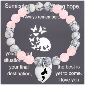 Semicolon Gift Suicide Prevention Awareness Necklace Mental Health Awareness Bracelet Depression Inspired Gifts