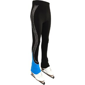 LIUHUO Ice Skating Pants Girls Women Stretchy Mesh Figure Skating Trousers Rhinestones Leggings