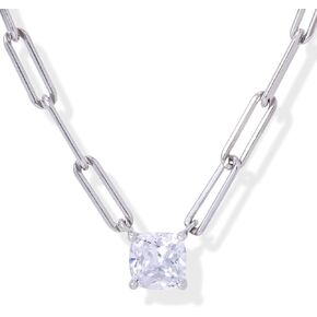 Elegant 18k Yellow Gold-Plated Sterling Silver Paperclip Necklace with 1.42ct