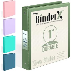 BinderX Extra Durable 3 Ring Binder, Round Rings 1 Inch Binder, Fits 175 Sheets of 8.5x11 Paper, Customizable View Cover with Inside Pockets, Cute 1" Binders, 1 Inch Binders 3 Ring, Pink