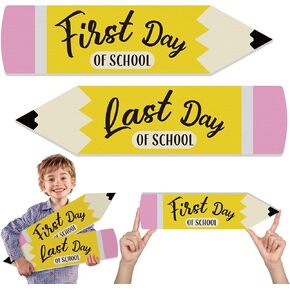 15.7 Inches First Last Day of School Sign Double Sided Printing Pencil First and Last Day of School Board School Chalkboard Sign Kindergarten Preschool Photo Prop for Kids Boys Girls