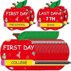 16PCS First & Last Day of School Signs 16 Grades Back to School Signs Chalkboard Sign Back to School Photo Prop Signs for Girls Boys Reusable for Preschool Kindergarten to College Classroom Supplies