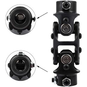 SCITOO Black Double Steering Shaft 3/4" DD x 3/4"-36 Spline Universal joints U-Joint