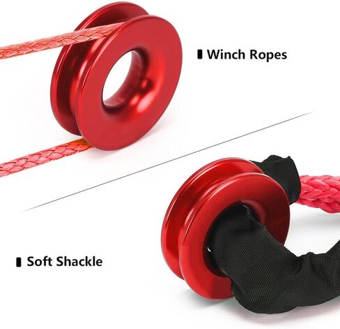 Winch Snatch 66000 LB Recovery Ring with 2 PCS Soft Shackle 1/2" X 22 Inch Winch Rope, for ATV UTV SUV Truck Off-Road Vehicle Recovery Accessories, Red in Kuwait
