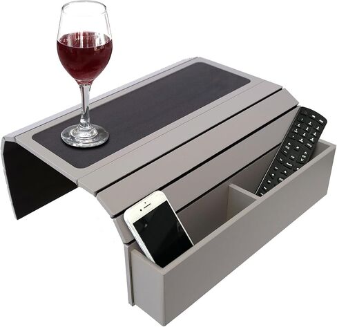 meistar Sofa Tray Table with EVA base. Remote Control and Cellphone Organizer Holder, Arm Rest Organizer, Arm Rest Table with Pockets. Fits over square chair arms. (Black) in Saudi Arabia