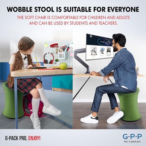 Wobble Stool - Improves Focus Posture - Movable Height Adjustable Stool – Active Sitting Balance - Swivel and Non-Slip Base - Ergonomic Desk Stool for Office, Home (Black) in Saudi Arabia