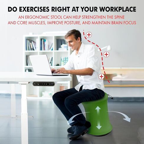 Wobble Stool - Improves Focus Posture - Movable Height Adjustable Stool – Active Sitting Balance - Swivel and Non-Slip Base - Ergonomic Desk Stool for Office, Home (Black) in Saudi Arabia