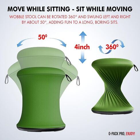 Wobble Stool - Improves Focus Posture - Movable Height Adjustable Stool – Active Sitting Balance - Swivel and Non-Slip Base - Ergonomic Desk Stool for Office, Home (Black) in Saudi Arabia