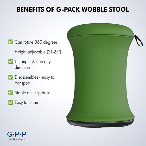 Wobble Stool - Improves Focus Posture - Movable Height Adjustable Stool – Active Sitting Balance - Swivel and Non-Slip Base - Ergonomic Desk Stool for Office, Home (Black) in Saudi Arabia